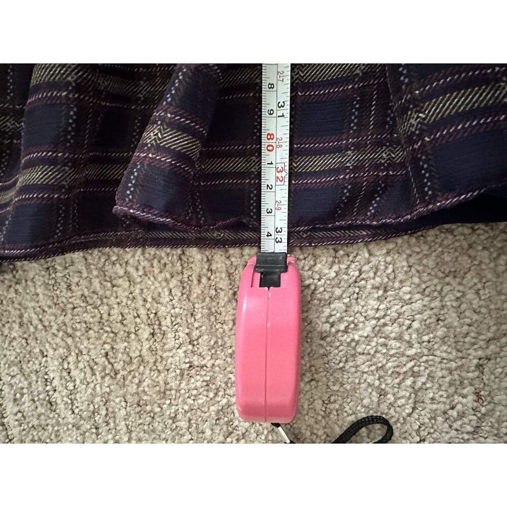 AQUA (Bloomingdale's) Smocked Plaid Ruffle Mini Shift Dress Size M - Picture 8 of 8